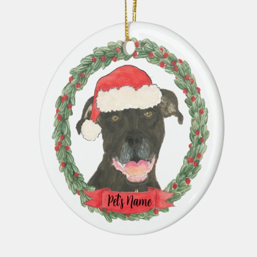 Persoonlijk zwart Pitbull Staffy Keramisch Ornament (Links)