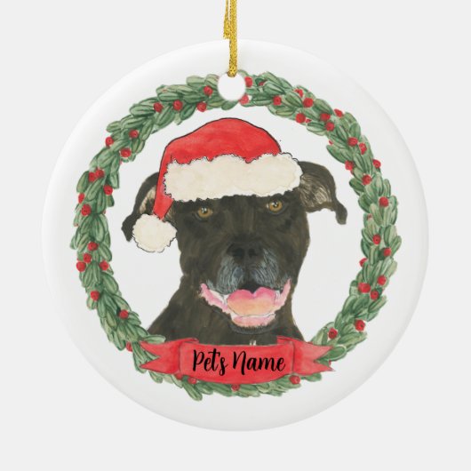 Persoonlijk zwart Pitbull Staffy Keramisch Ornament (Achterkant)
