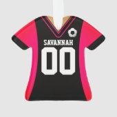 Persoonlijk Zwart/Roze Voetbalshirt Ornament (achterkant)