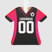 Persoonlijk Zwart/Roze Voetbalshirt Ornament (voorkant)