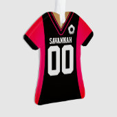 Persoonlijk Zwart/Roze Voetbalshirt Ornament (voorkant)