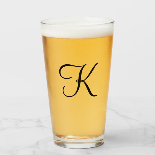 Persoonlijk zwart schrift drinken met monogram glas (Voorkant gevuld)