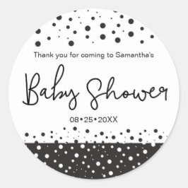 Persoonlijk, Zwart, Wit, Baby shower, Dank u Ronde Sticker