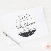 Persoonlijk, Zwart, Wit, Baby shower, Dank u Ronde Sticker (Envelop)