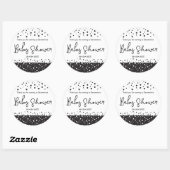 Persoonlijk, Zwart, Wit, Baby shower, Dank u Ronde Sticker (Vel)