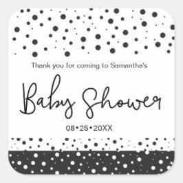 Persoonlijk, Zwart, Wit, Baby shower, Dank u Vierkante Sticker