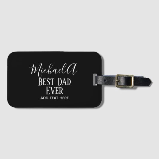Persoonlijk zwart-wit cadeau voor papa bagagelabel (Voorkant (horizontaal))