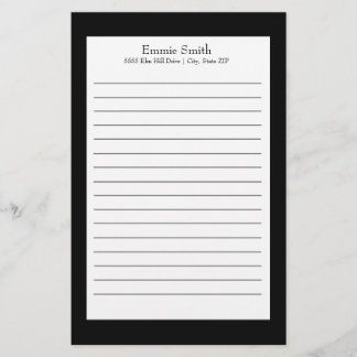 Persoonlijk zwart-wit gelinieerd briefpapier