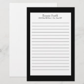 Persoonlijk zwart-wit gelinieerd briefpapier (Voorkant / Achterkant)