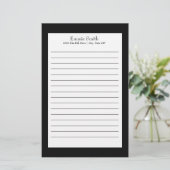 Persoonlijk zwart-wit gelinieerd briefpapier (Staand voorkant)