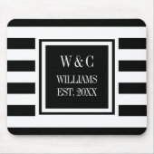 Persoonlijk zwart-wit gestreept monogram muismat (Voorkant)