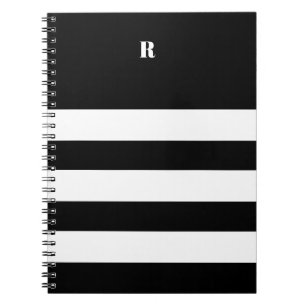 Persoonlijk zwart-wit gestreept   notitieboek