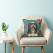 Persoonlijk zwart-wit Lhasa Apso kussen (Stoel)
