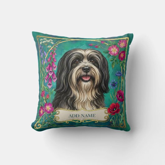 Persoonlijk zwart-wit Lhasa Apso kussen (Voorkant)