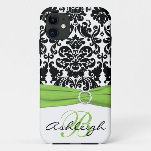 Persoonlijk zwart, wit, Limoen Damask iPhone 5 Case-Mate iPhone Case (Achterkant)