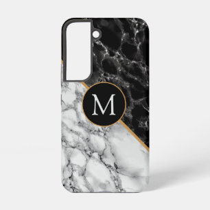 Persoonlijk zwart-wit marmer samsung galaxy hoesje