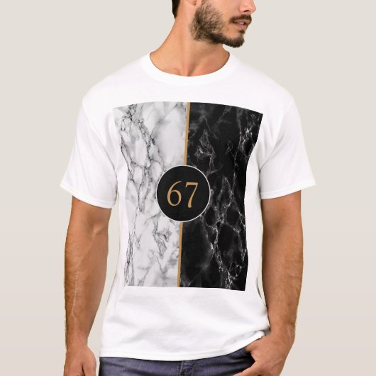 Persoonlijk zwart-wit marmeren 67 T-shirt (Voorkant)