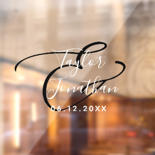 Persoonlijk zwart-wit minimaal huwelijk raamsticker