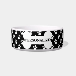 Persoonlijk zwart-wit pootpatroon voerbakje
