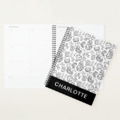 Persoonlijk zwart-wit school handgetekend Doodle Planner (Display)