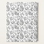 Persoonlijk zwart-wit school handgetekend Doodle Planner (Achterkant)
