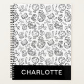 Persoonlijk zwart-wit school handgetekend Doodle Planner (Voorkant)