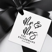 Persoonlijk zwart-wit script bruiloft bedankjes labels