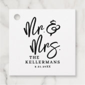 Persoonlijk zwart-wit script bruiloft bedankjes labels (Voorkant)