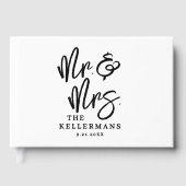 Persoonlijk zwart-wit script bruiloft gastenboek (Voorkant)