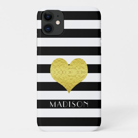 Persoonlijk zwart-wit streeppatroon Case-Mate iPhone case (Achterkant)