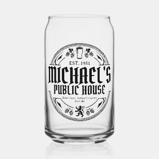 Persoonlijk zwart-wit vintage pubbord blikvorm glas