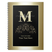 Persoonlijk Zwarte En Gouden Script Handtekening  Notitieboek (Voorkant)