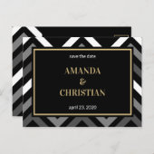 Persoonlijk - Zwarte Gold Chevron bespaart de datu Briefkaart (Voorkant / Achterkant)