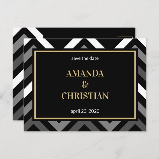 Persoonlijk - Zwarte Gold Chevron bespaart de datu Briefkaart (Voorkant / Achterkant)