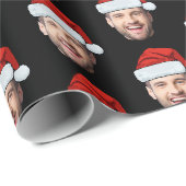 Persoonlijk Zwarte Kerstmanhoed Geschenkpapier Cadeaupapier (Rol Hoek)