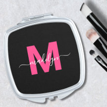 Persoonlijk Zwarte Roze Monogram Initiaal Naam