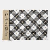 Persoonlijk Zwarte Witte Gouden Buffalo Plaid Theedoek (Horizontaal)