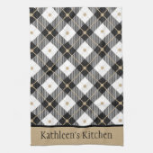 Persoonlijk Zwarte Witte Gouden Geruite Buffalo Pl Theedoek (Verticaal)