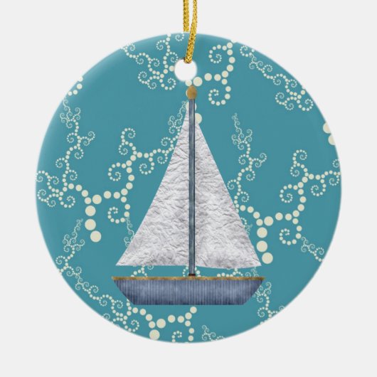 Persoonlijk zweefvliegtuig en zwemwater keramisch ornament (Voorkant)