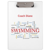 Persoonlijk, Zwemend Coach Dank u in woorden Klembord (Voorkant)