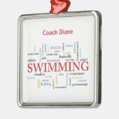 Persoonlijk, Zwemend Coach Dank u in woorden Metalen Ornament (Links)