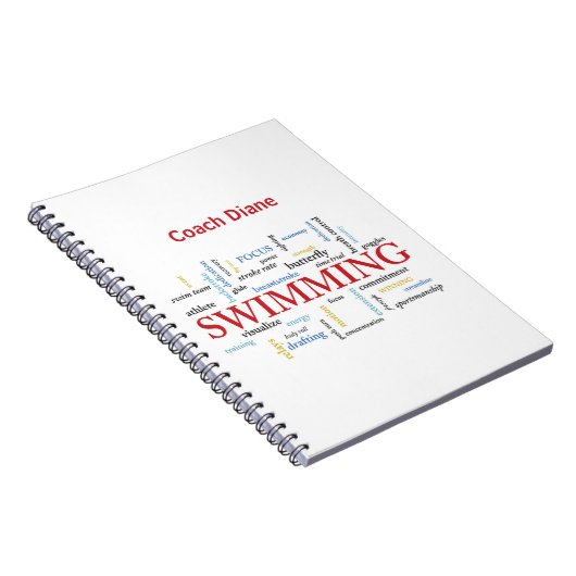 Persoonlijk, Zwemend Coach Dank u in woorden Notitieboek (Rechterzijde)