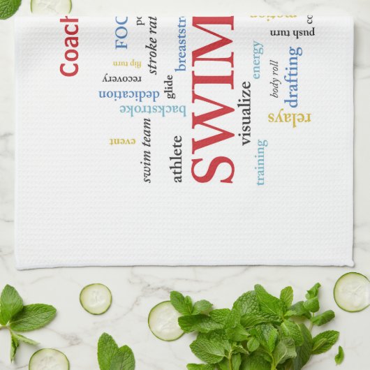 Persoonlijk, Zwemend Coach Dank u in woorden Theedoek (Gevouwen)