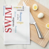 Persoonlijk, Zwemend Coach Dank u in woorden Theedoek (Quarter Fold)