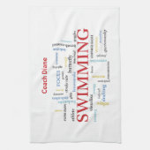 Persoonlijk, Zwemend Coach Dank u in woorden Theedoek (Verticaal)