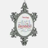 Persoonlijk, Zwemend Coach Dank u in woorden Tin Sneeuwvlok Ornament (Links)