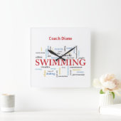 Persoonlijk, Zwemend Coach Dank u in woorden Vierkante Klok (Huis)