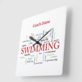 Persoonlijk, Zwemend Coach Dank u in woorden Vierkante Klok (Hoek)