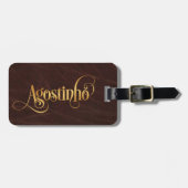 Persoonlijk Zwemig Manuscript Agostinho Gold Leath Bagagelabel (Voorkant horizontaal)