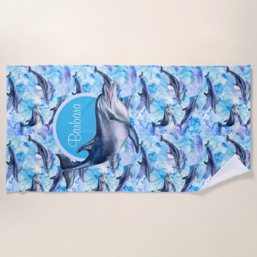 Persoonlijk zwemmen met de dolfijnen strandlaken (Voorkant)